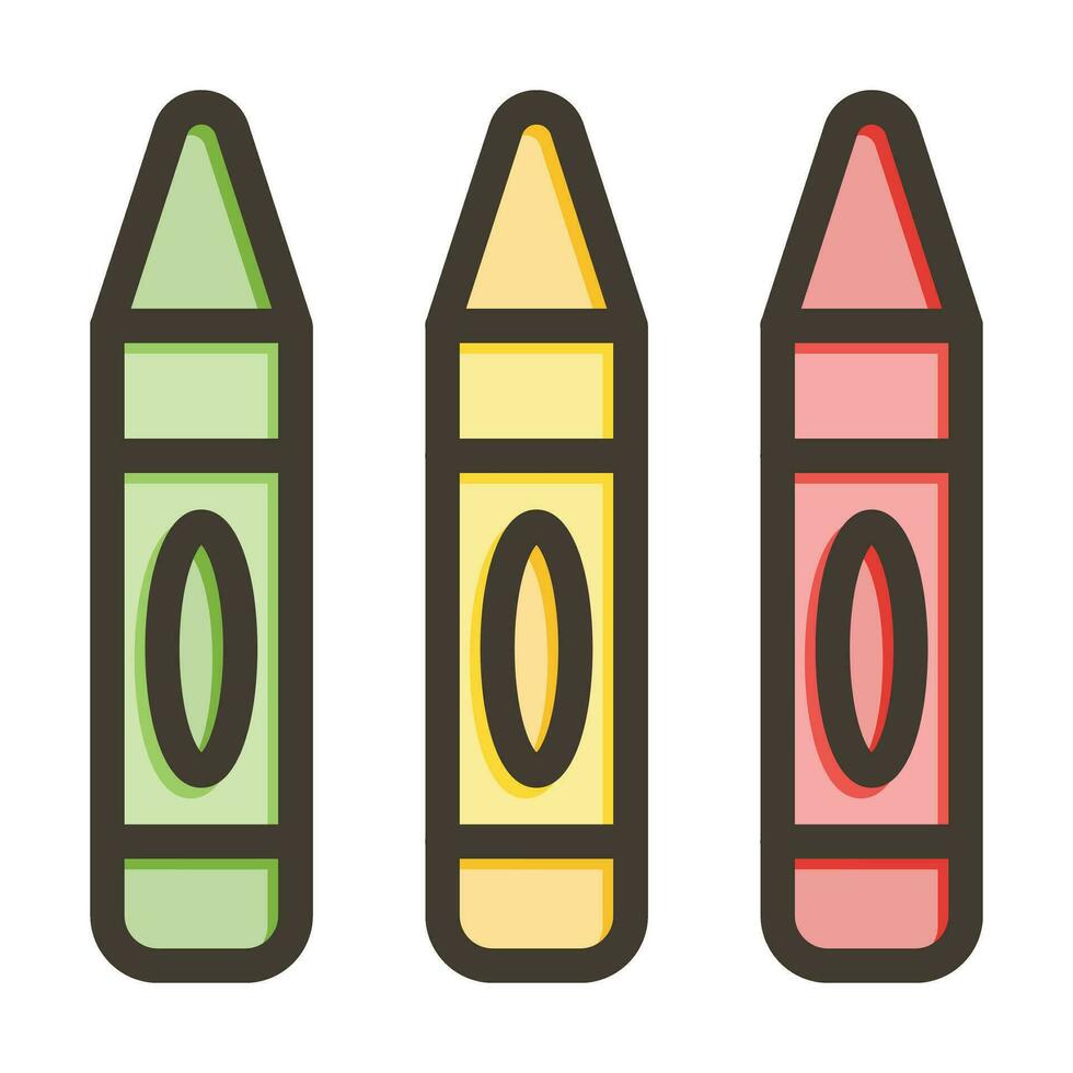 Crayons Vector Thick Line Filled Colors Icon For Personal And Commercial Use.