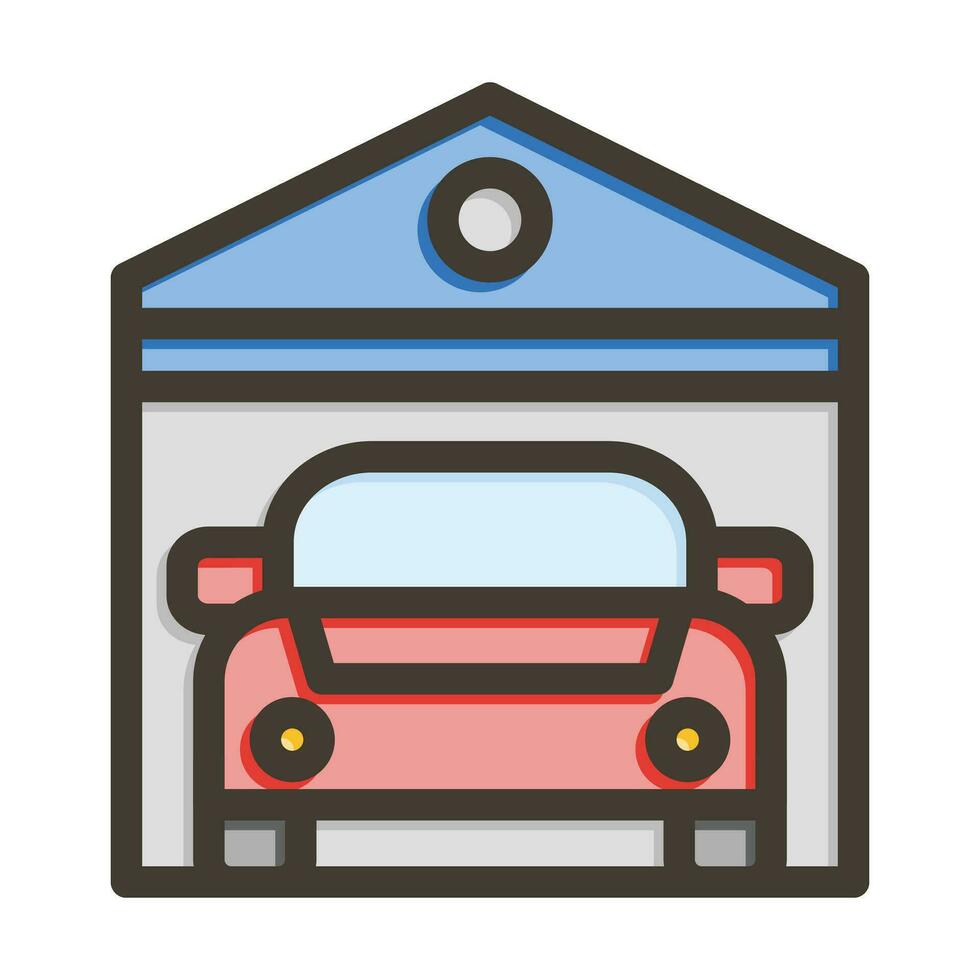 Garage Vector Thick Line Filled Colors Icon For Personal And Commercial Use.