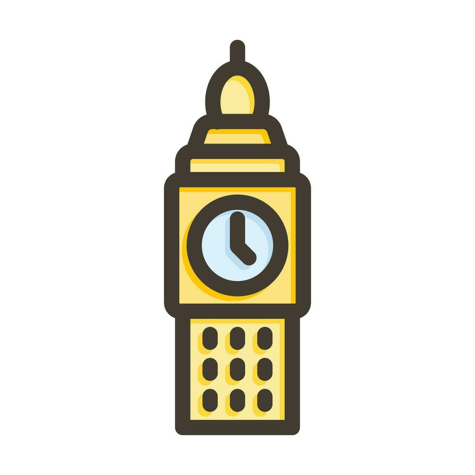 Big Ben Vector Thick Line Filled Colors Icon For Personal And Commercial Use.