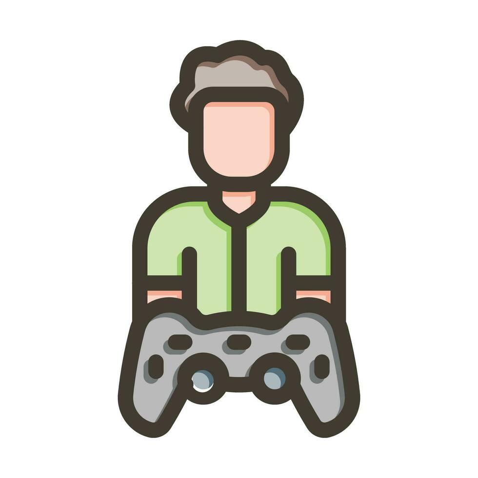 jugador vector grueso línea lleno colores icono para personal y comercial usar.