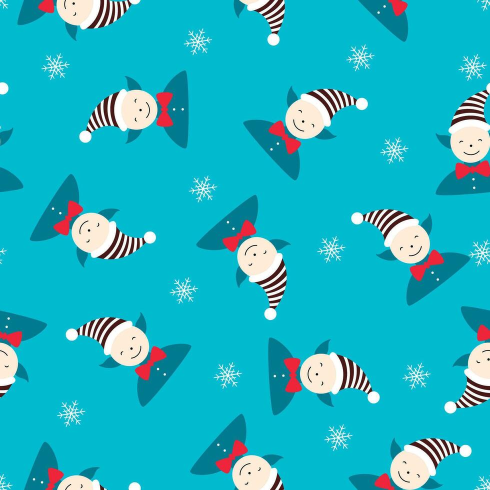 Cute elf with snowflakes and Christmas hat vector