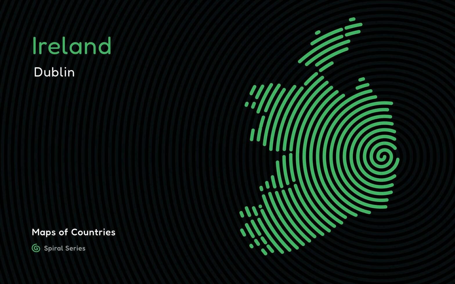 creativo mapa de Irlanda. político mapa. Dublín. capital. mundo países vector mapas serie. espiral huella dactilar serie