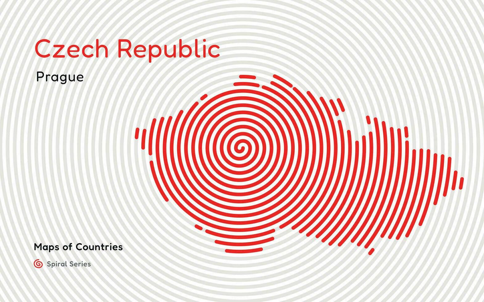 Creative map of Czech Republic. Political map. Prague. Capital. World Countries vector maps series. Spiral fingerprint series