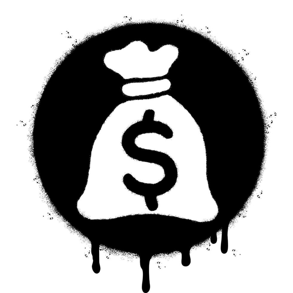 Spray Painted Graffiti Money Bag icon Sprayed isolated with a white background. vector