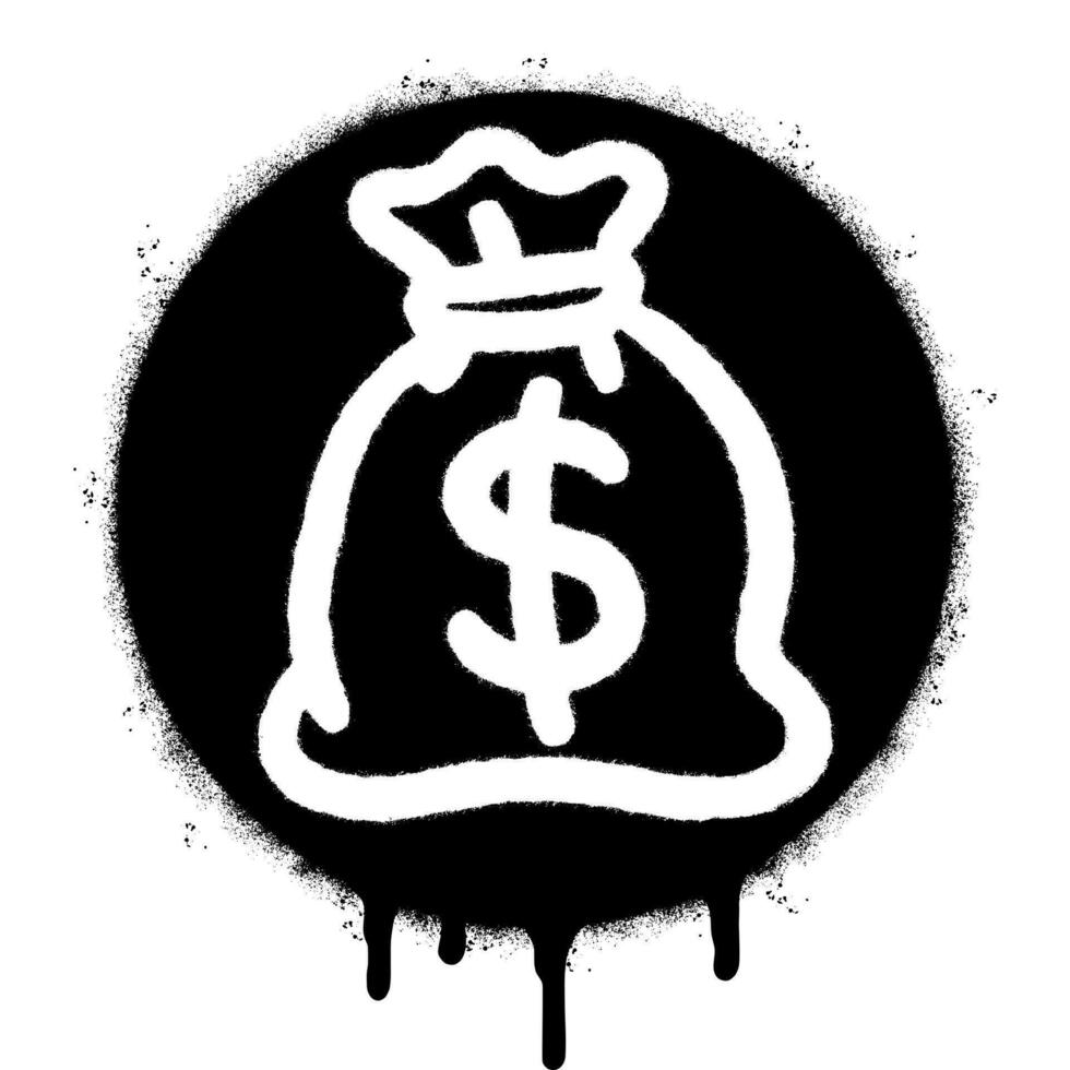 Spray Painted Graffiti Money Bag icon Sprayed isolated with a white background. vector