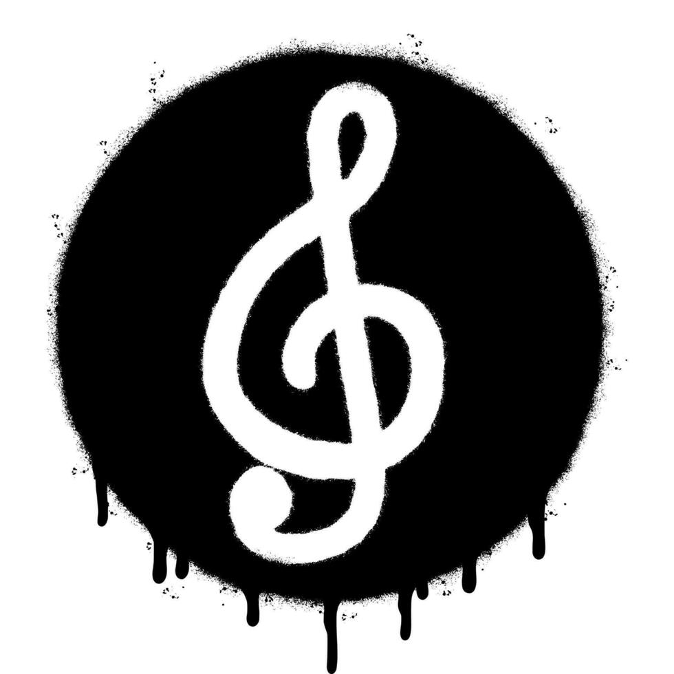 Spray Painted Graffiti treble clef icon Sprayed isolated with a white background. graffiti treble clef symbol with over spray in black over white. vector