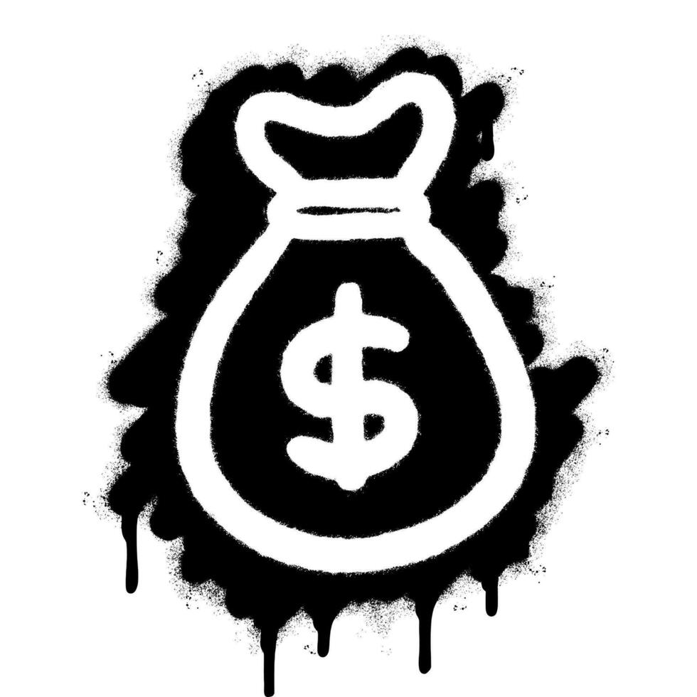 Spray Painted Graffiti Money Bag icon Sprayed isolated with a white background. vector