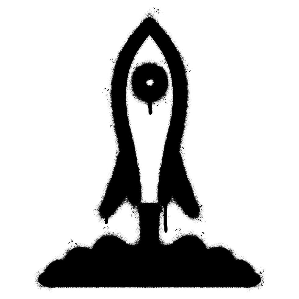 Spray Painted Graffiti Rocket icon Sprayed isolated with a white background. vector