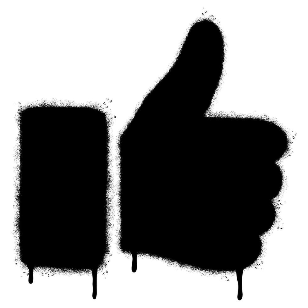 Spray Painted Graffiti Thumbs up icon Sprayed isolated. graffiti Like symbol with over spray in black over white. vector