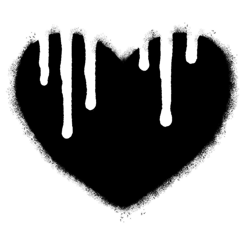 Spray Painted Graffiti melting heart icon Sprayed isolated with a white background. graffiti Bleeding heart icon with over spray in black over white. vector