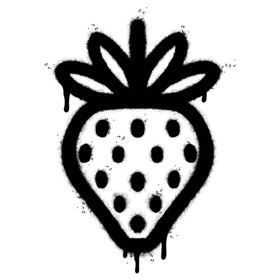 Spray Painted Graffiti Strawberry icon Sprayed isolated with a white background. graffiti Strawberry symbol with over spray in black over white. vector