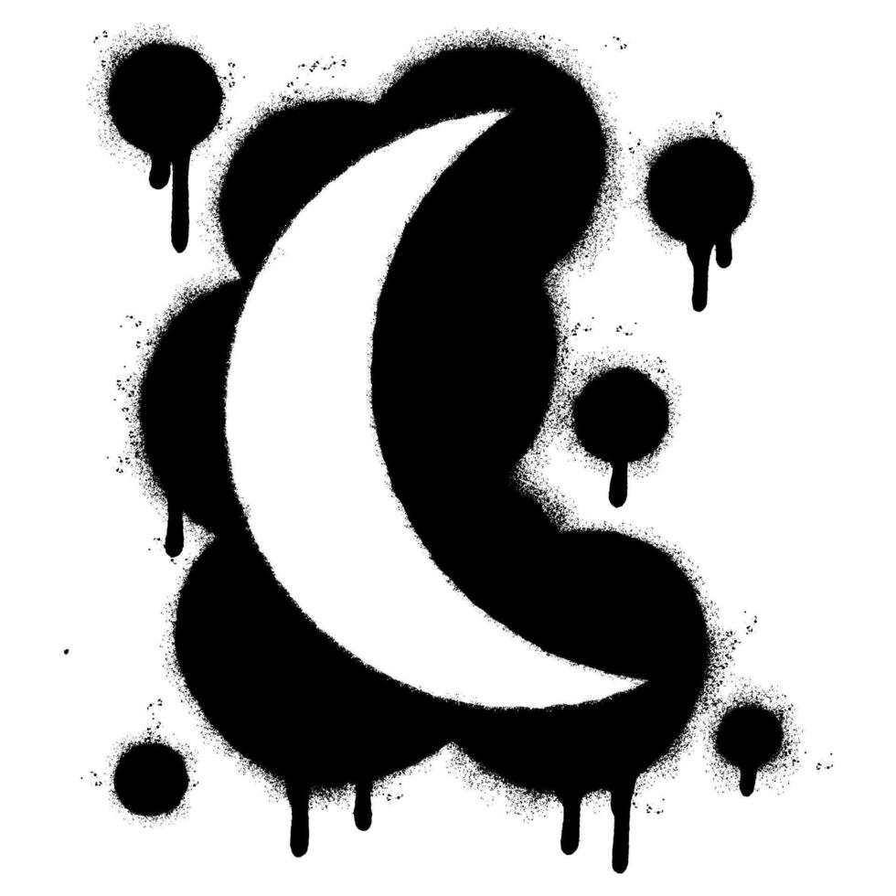 Spray Painted Graffiti crescent moon Sprayed isolated with a white background. vector