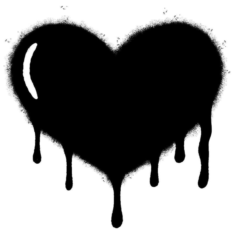 Spray Painted Graffiti melting heart icon Sprayed isolated with a white background. graffiti Bleeding heart icon with over spray in black over white. vector