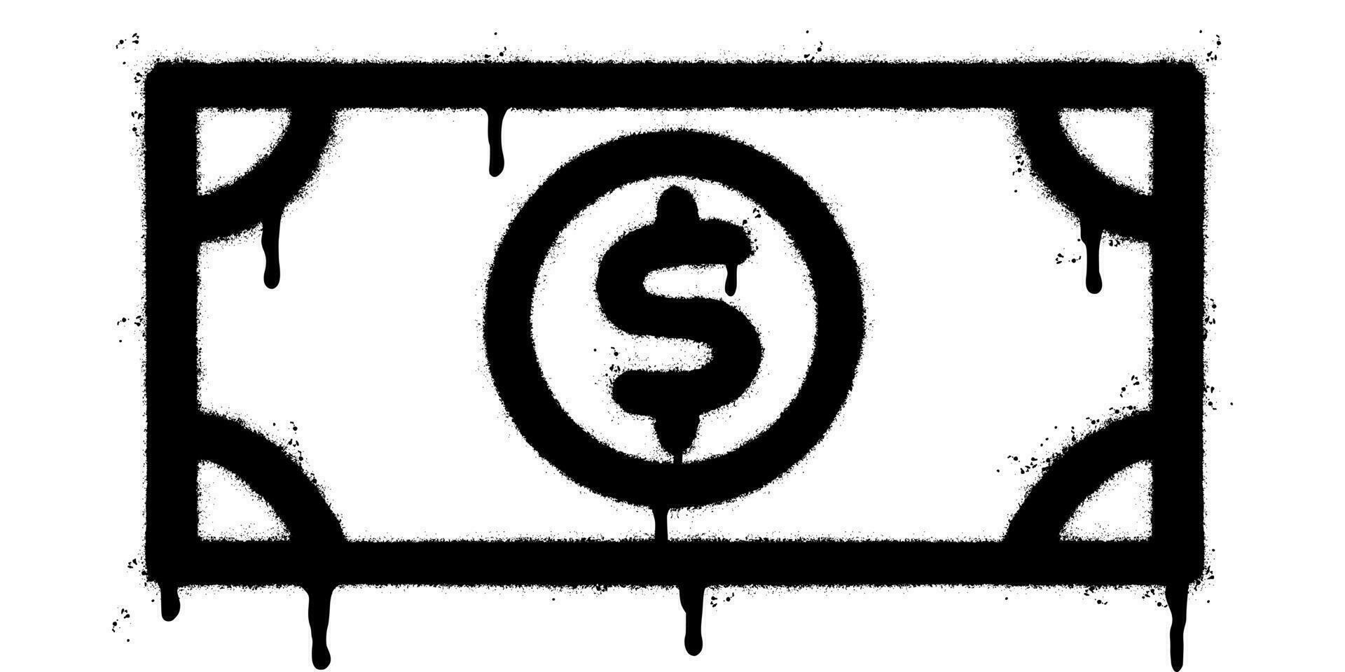 Spray Painted Graffiti dollar Dollar paper money Sprayed isolated with a white background. graffiti cash icon with over spray in black over white. vector