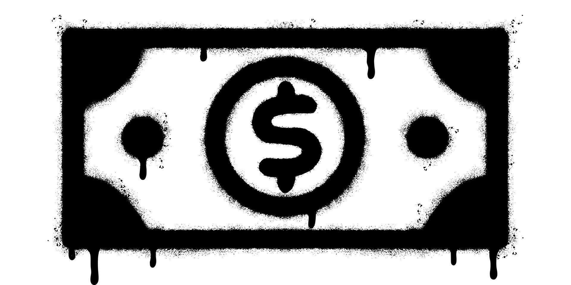 Spray Painted Graffiti dollar Dollar paper money Sprayed isolated with a white background. graffiti cash icon with over spray in black over white. vector