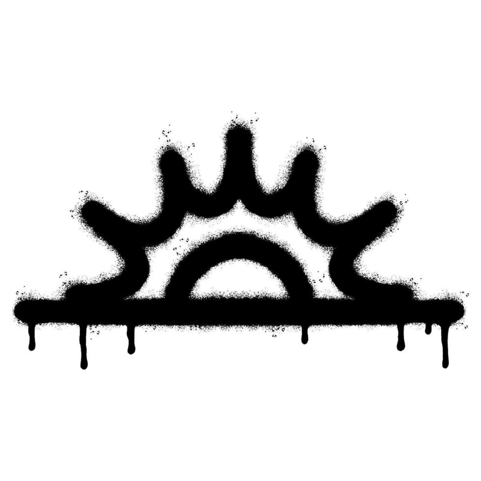 Spray Painted Graffiti sunset icon Sprayed isolated with a white background. graffiti sunrise symbol with over spray in black over white. vector