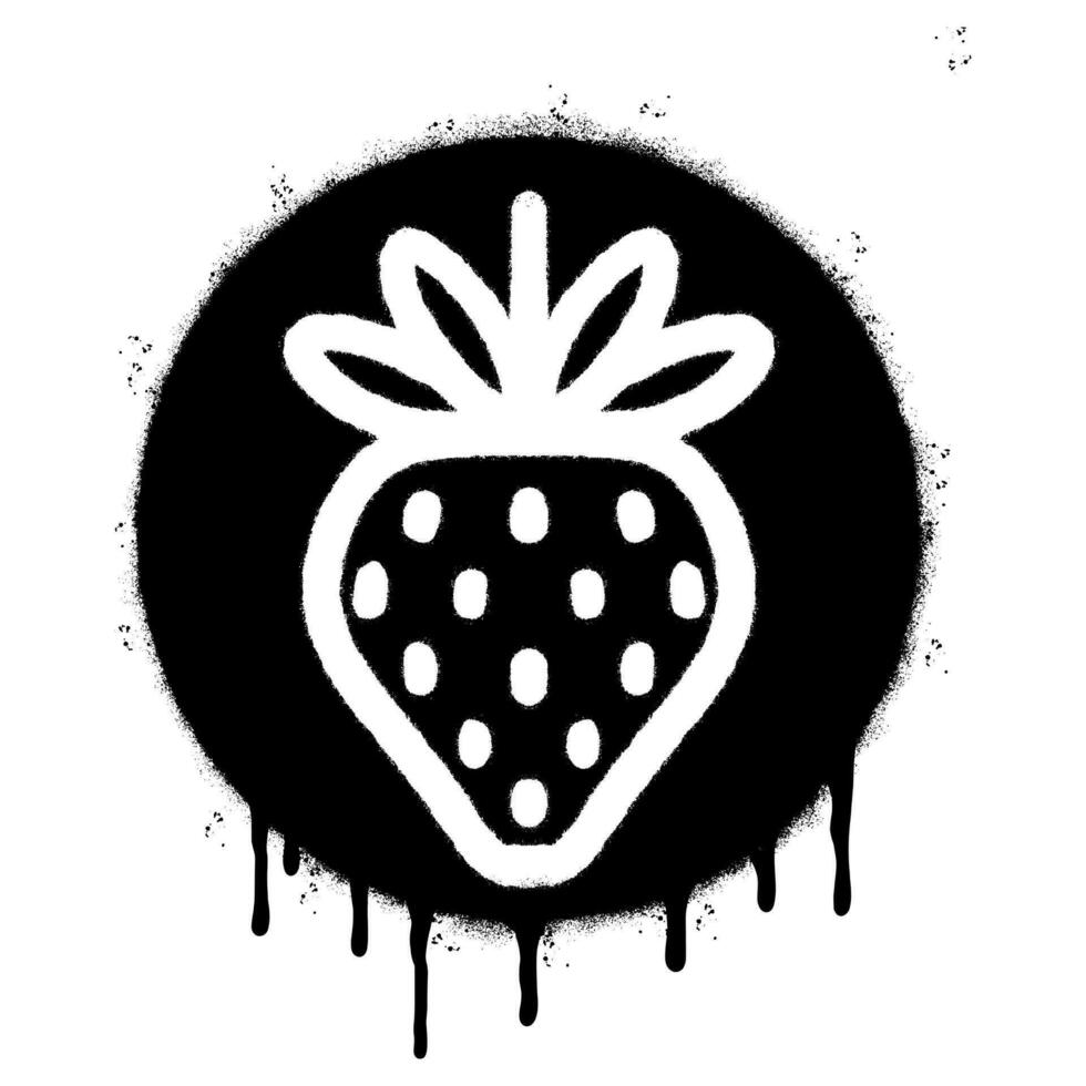 Spray Painted Graffiti Strawberry icon Sprayed isolated with a white background. graffiti Strawberry symbol with over spray in black over white. vector