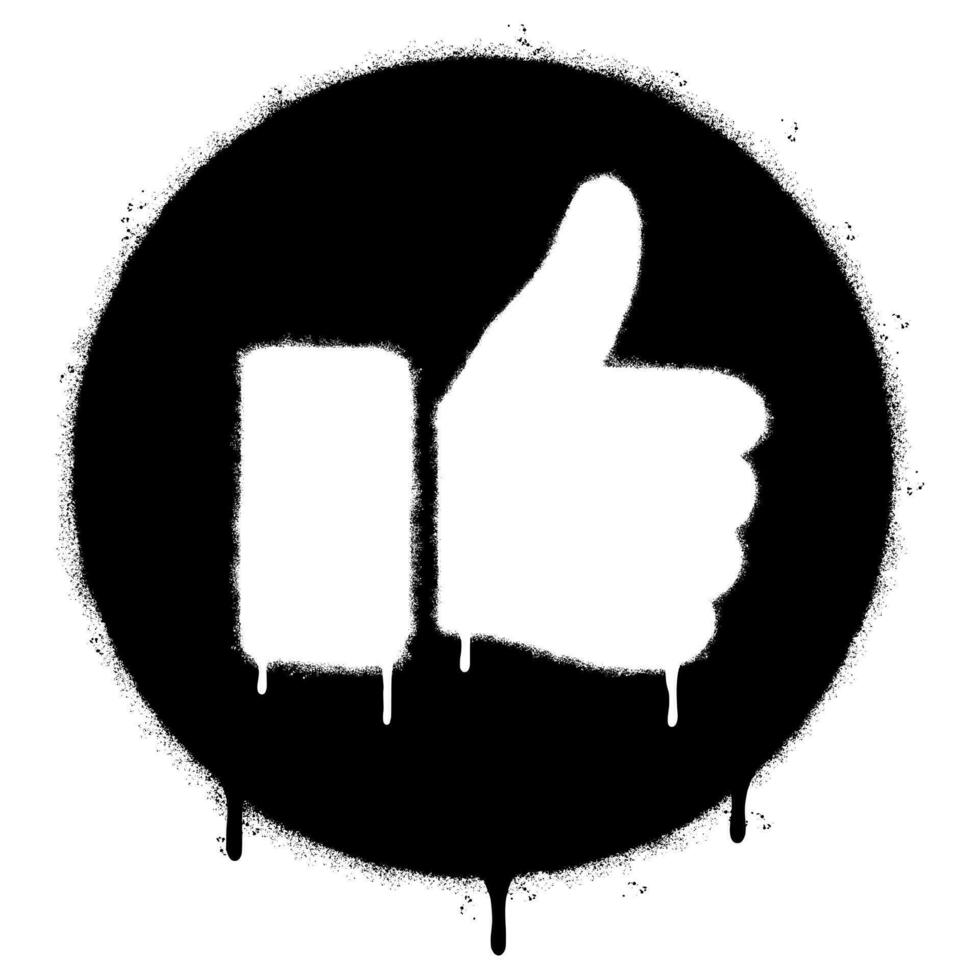 Spray Painted Graffiti Thumbs up icon Sprayed isolated. graffiti Like symbol with over spray in black over white. vector