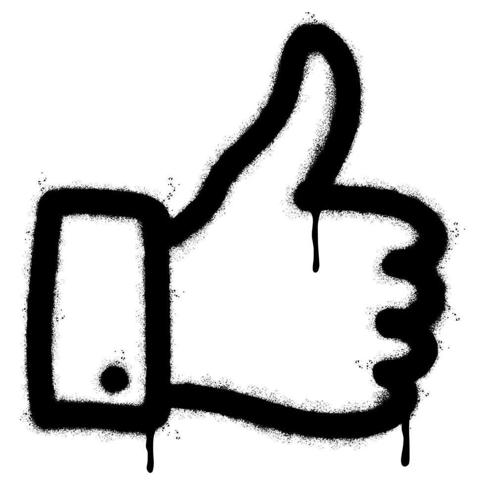 Spray Painted Graffiti Thumbs up icon Sprayed isolated. graffiti Like symbol with over spray in black over white. vector