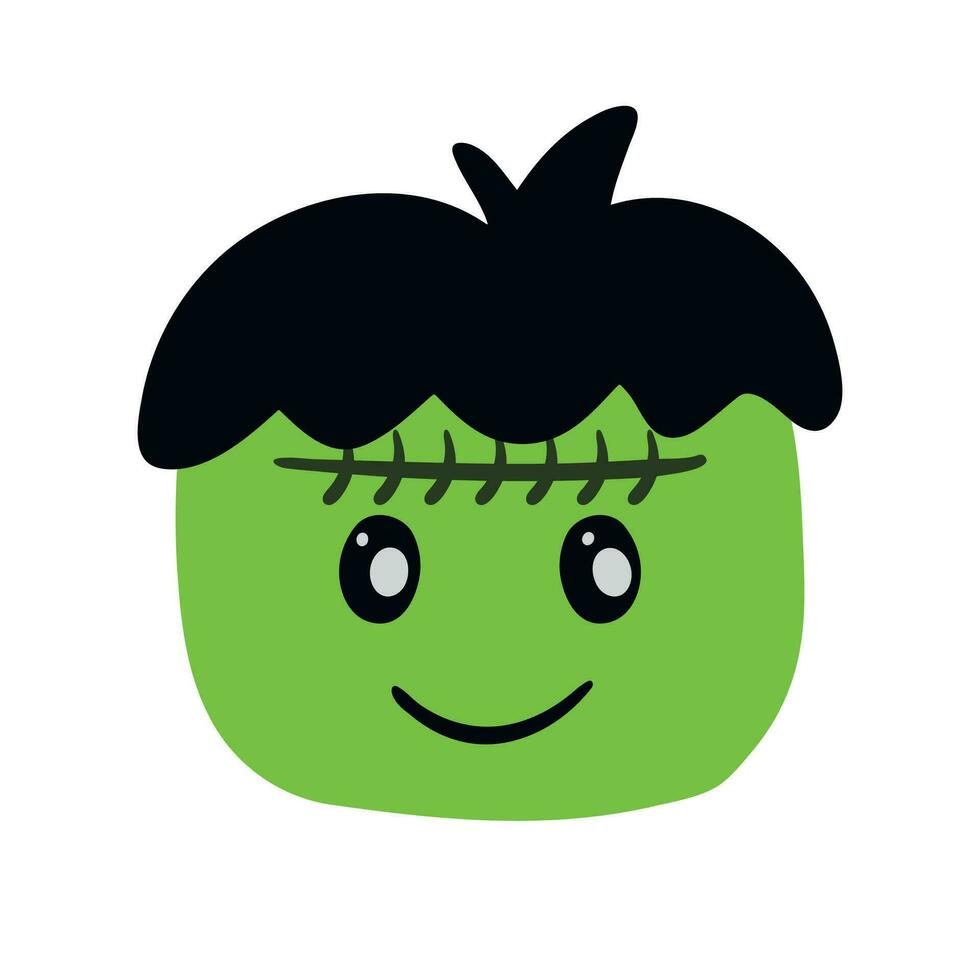 Frankenstein Kid Face Character Illustration for Halloween Vector Element Decoration