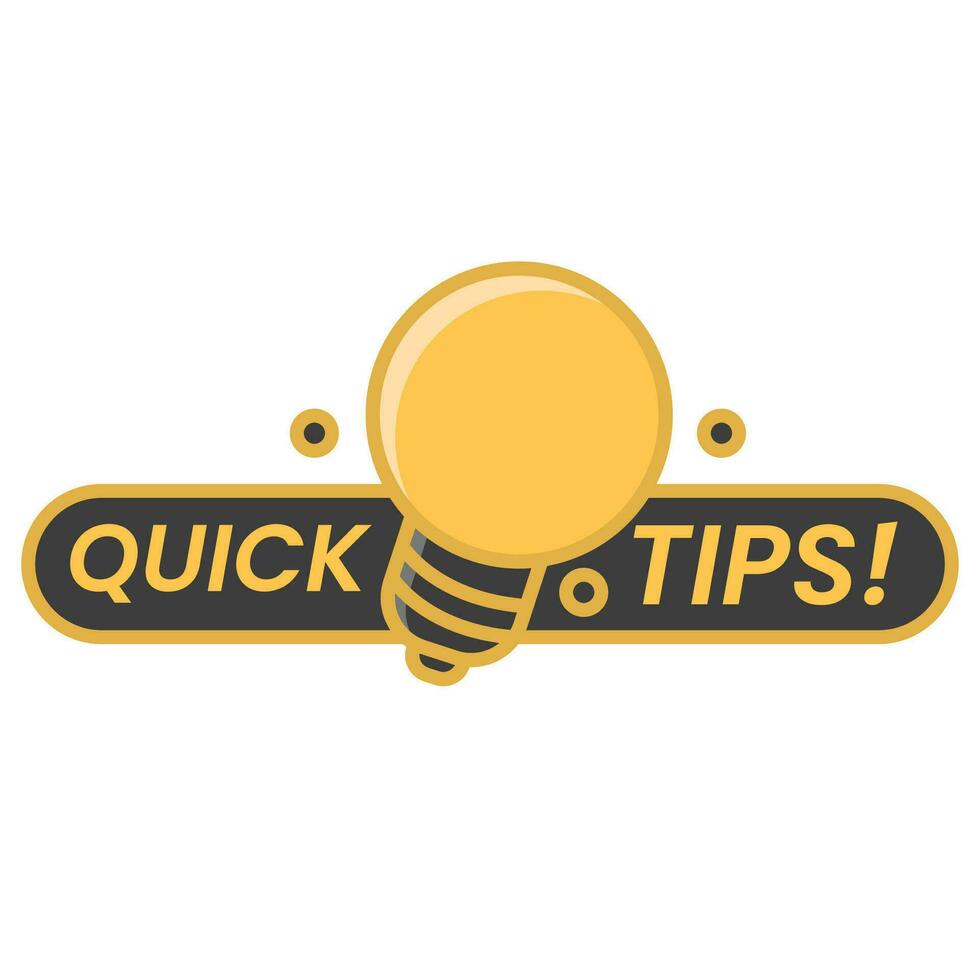 quick tips icon in yellow and black vector
