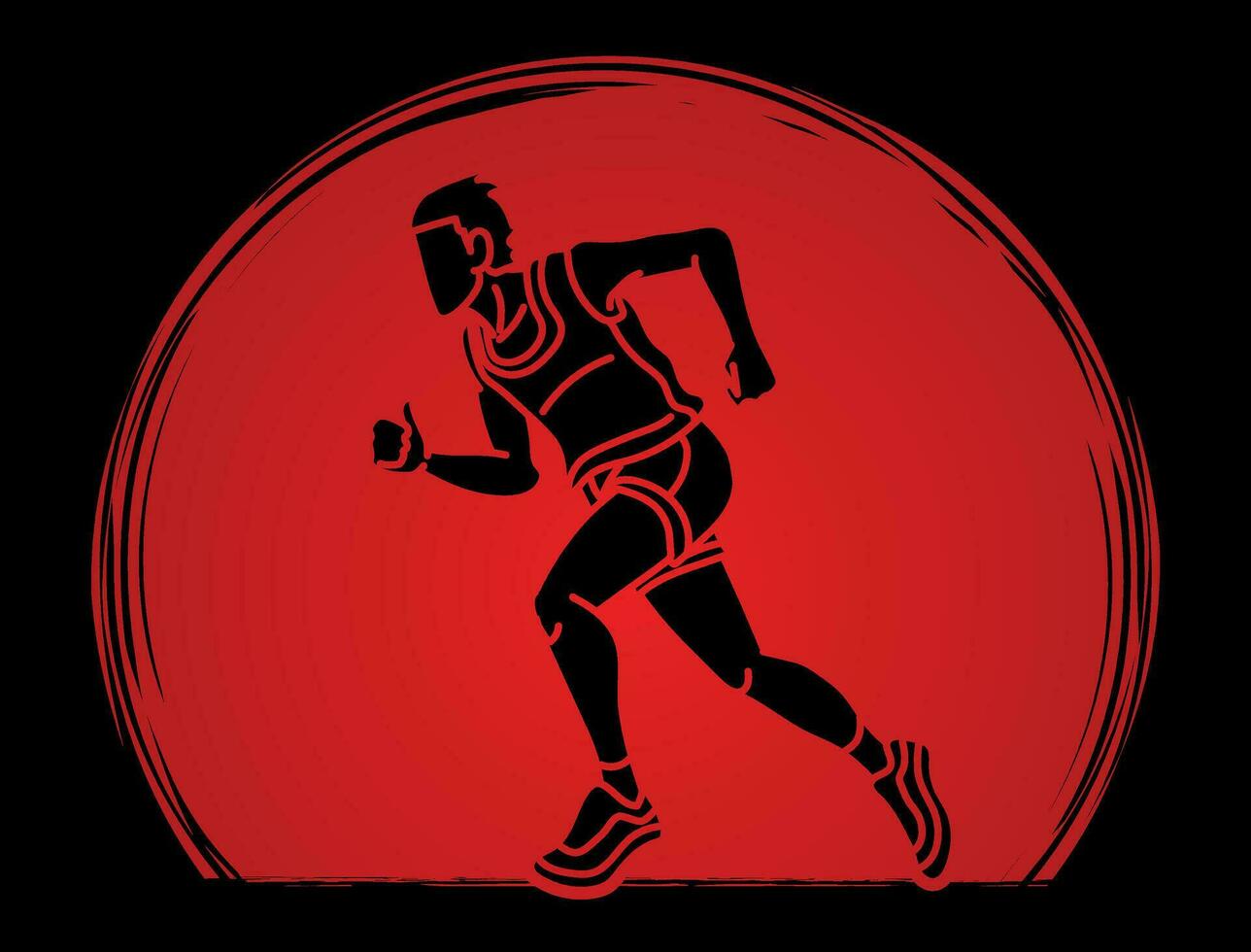 Silhouette Marathon Runner A Man Start Running Action vector