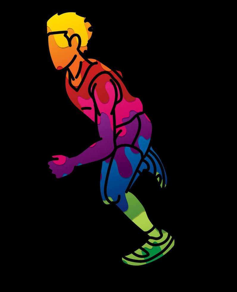 Marathon Runner A Man Start Running Action vector