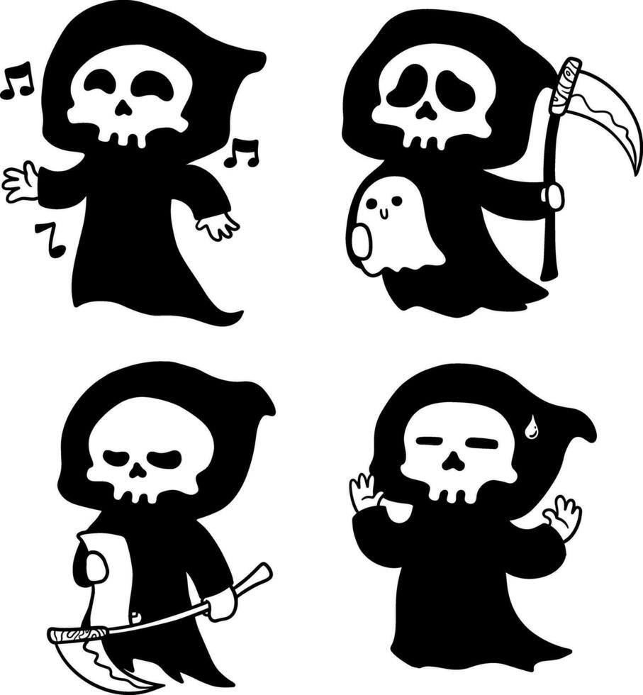 Set of Cute Grim Reaper vector