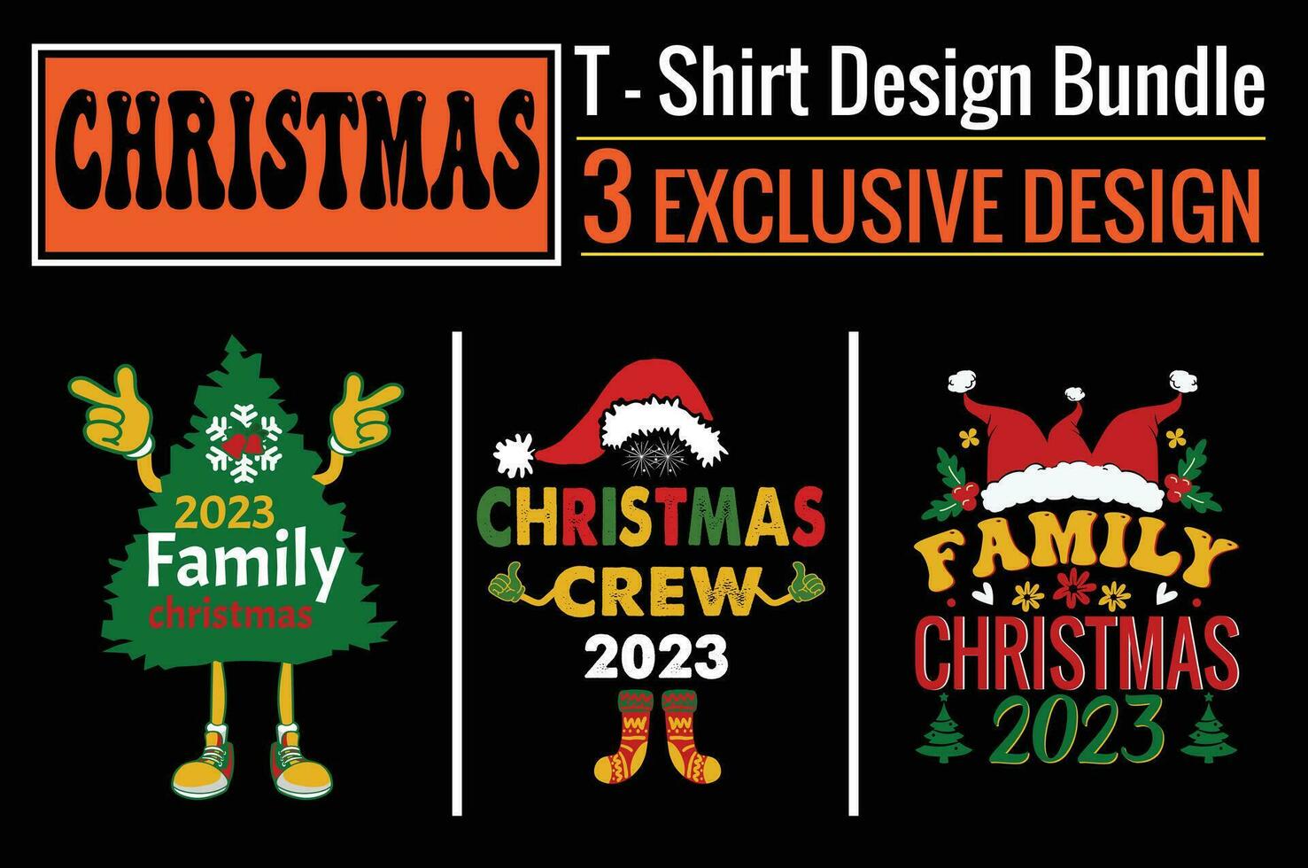 2023 Family Christmas, Christmas crew 2023, 2023 Christmas crew, Christmas T-shirt Design  Bundle.Ready to print for apparel, poster, and illustration. Modern, simple, lettering. vector