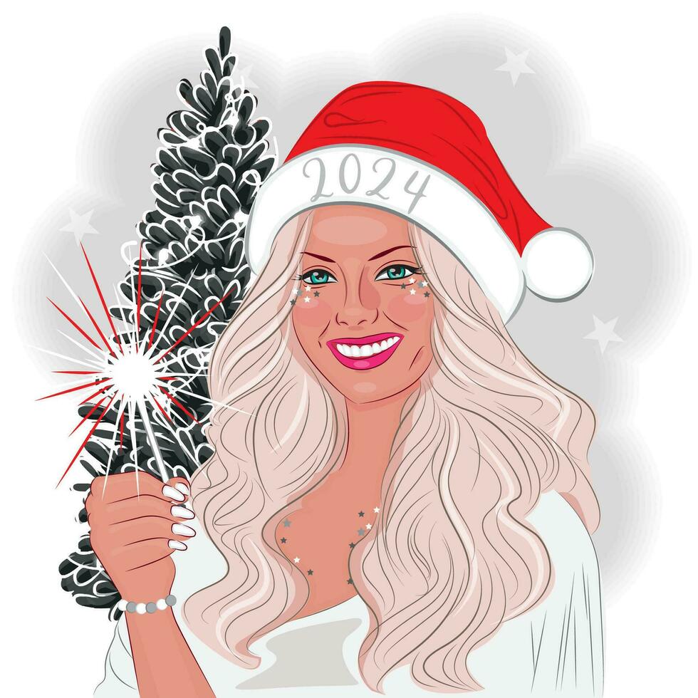 Girl on Christmas vector