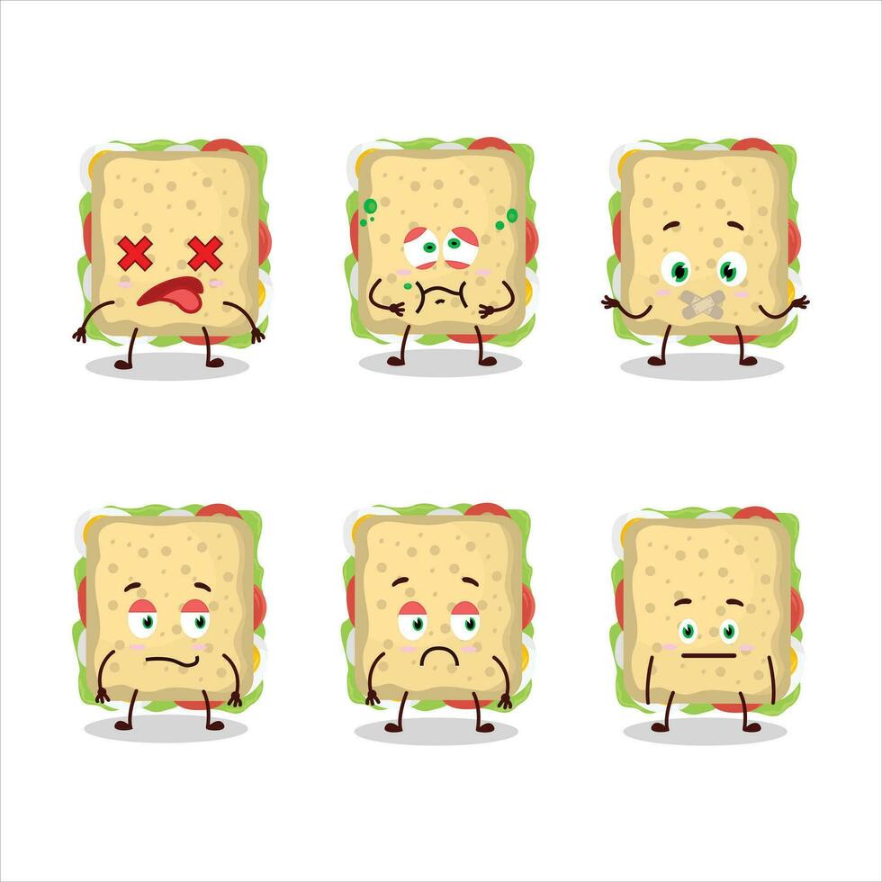 Sandwich cartoon in character with nope expression vector