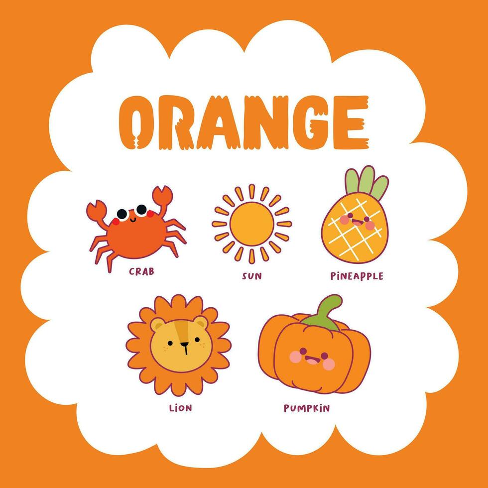 flat design vector color orange object illustration collection set
