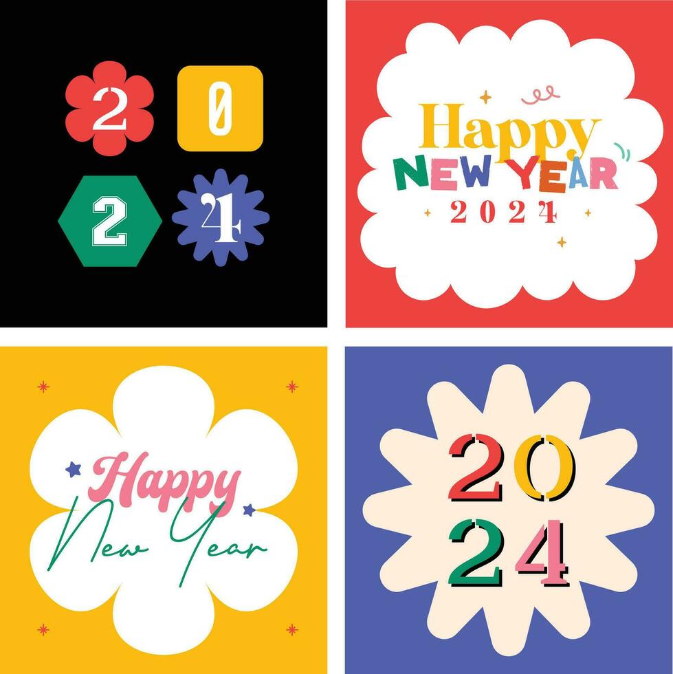 flat design vector cute colorful happy new year celebration 1 january illustration festive