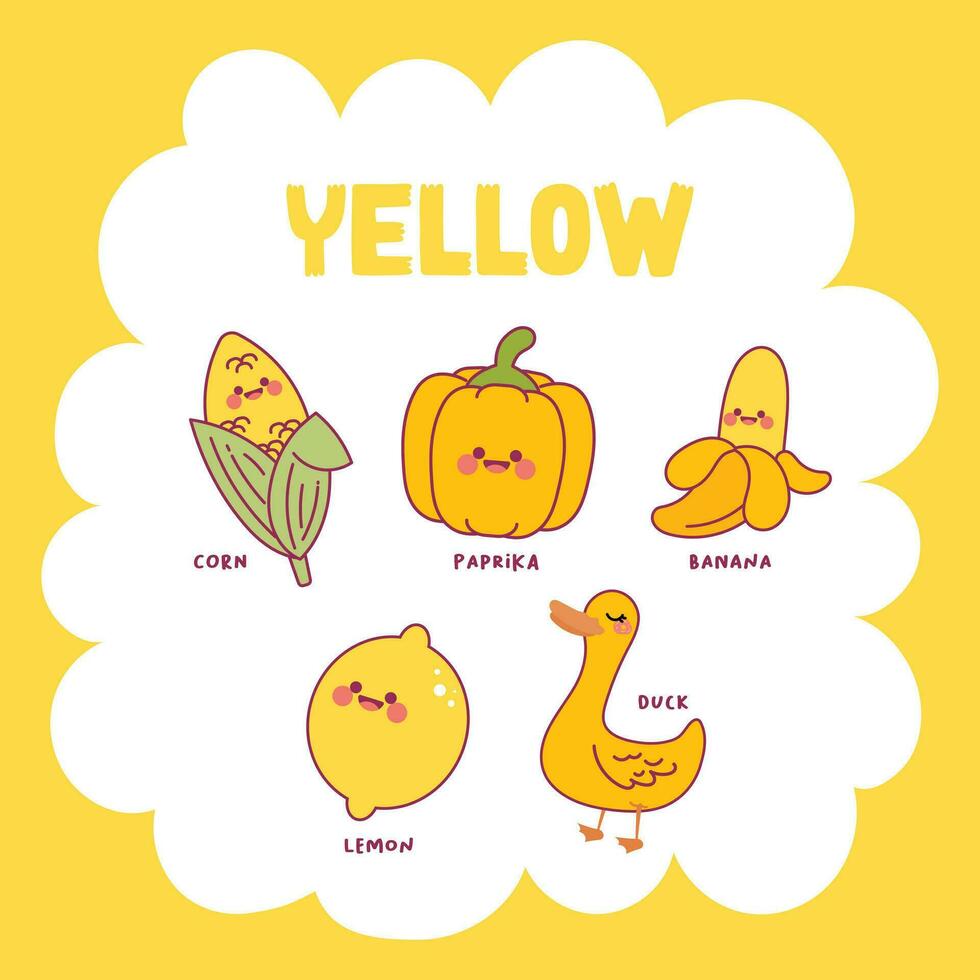 flat design vector color yellow object illustration collection set