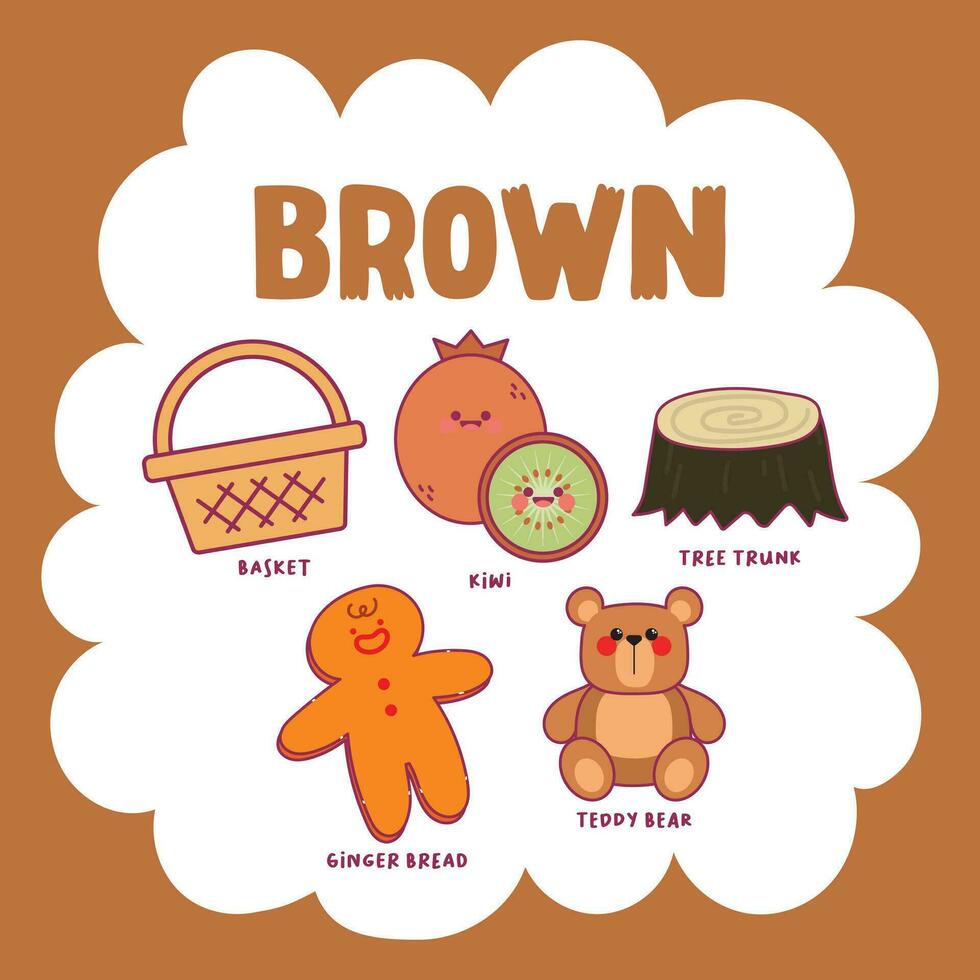 flat design vector color brown object illustration collection set