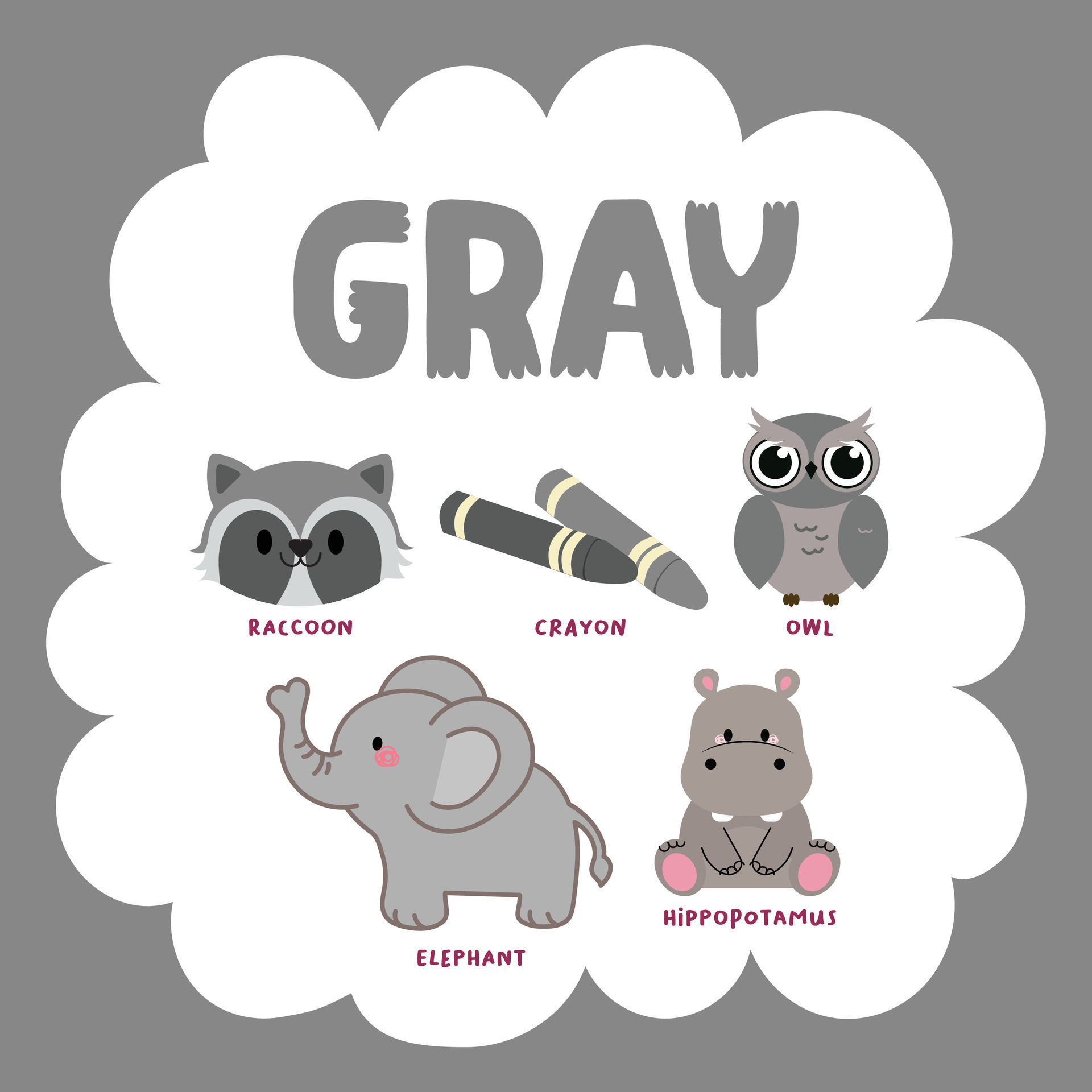 flat design vector color gray grey object illustration collection set