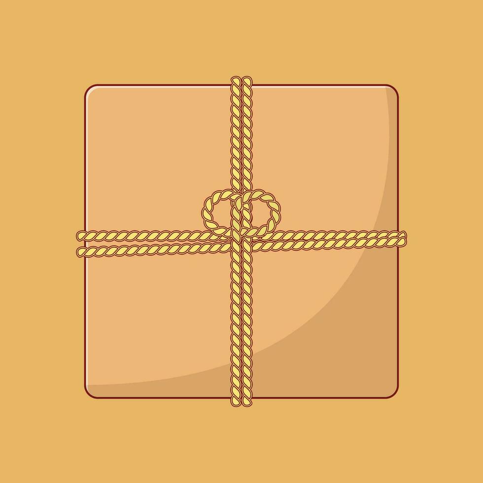 regalo caja con cuerda vector icono ilustración con contorno para diseño elemento, acortar arte, web, aterrizaje página, pegatina, bandera. plano dibujos animados estilo