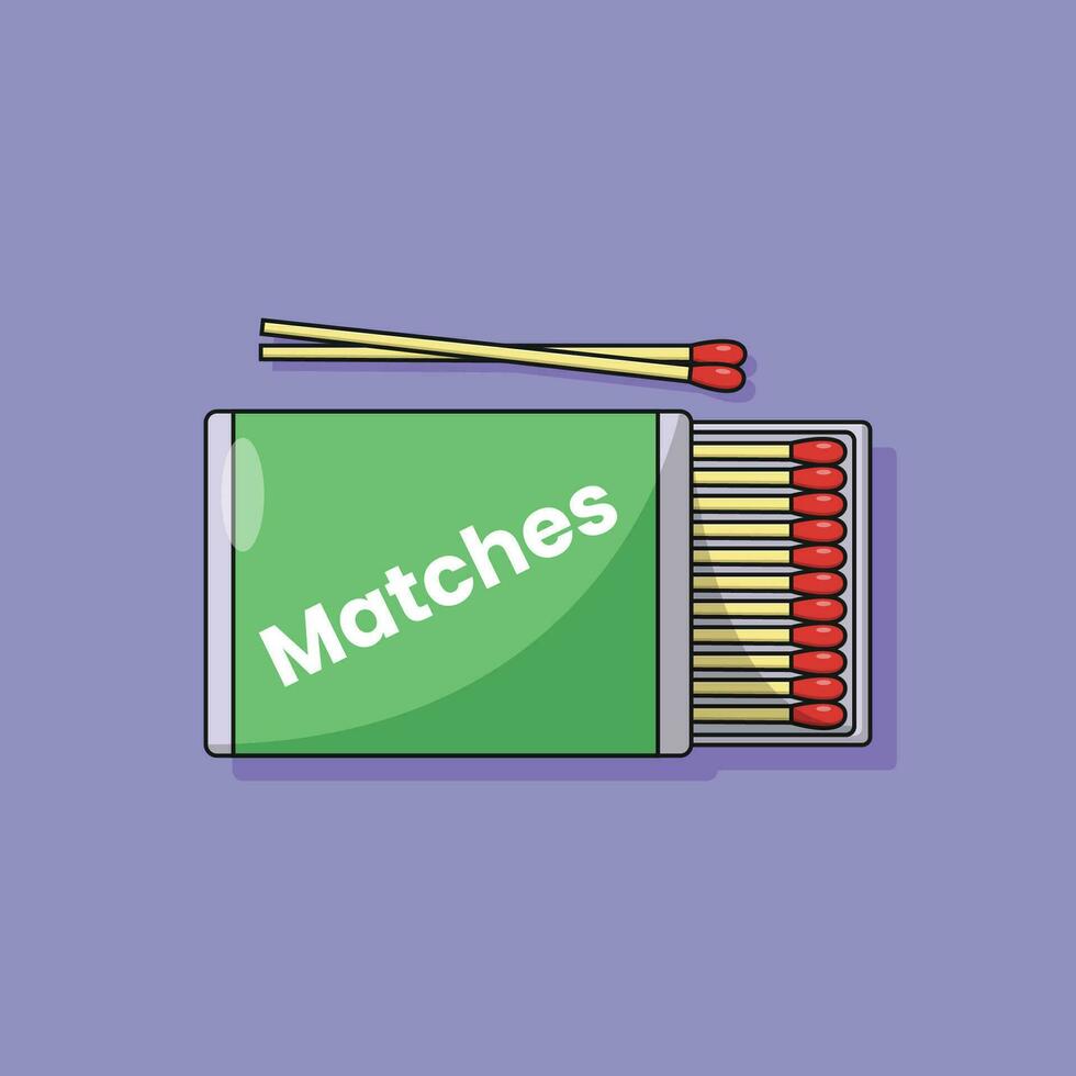 Matches Vector Icon Illustration with Outline for Design Element, Clip Art, Web, Landing page, Sticker, Banner. Flat Cartoon Style