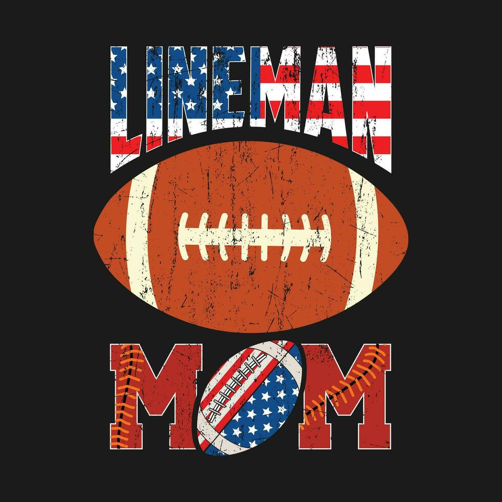funny Football Lineman Mom Football Mom for Women vintage gift T-Shirt design vector