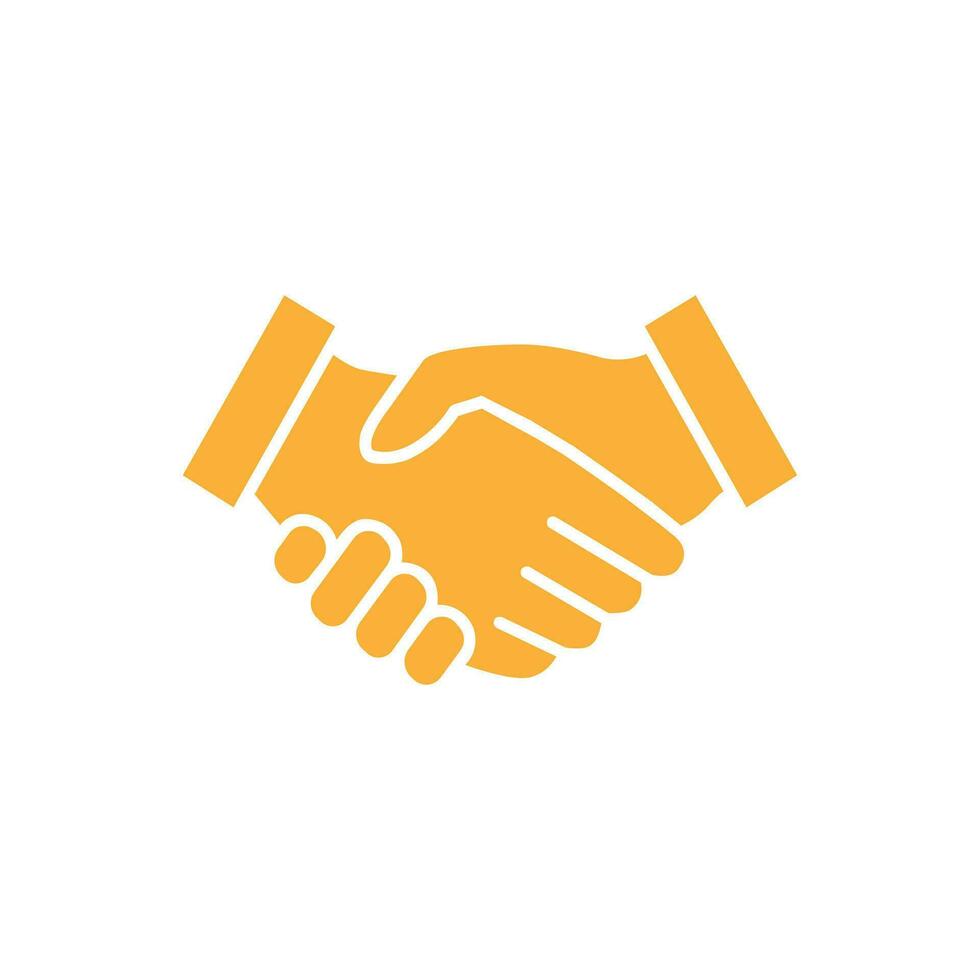 eps10 illustration of Business handshake icon. contract agreement flat vector symbol of orange color isolated on white background