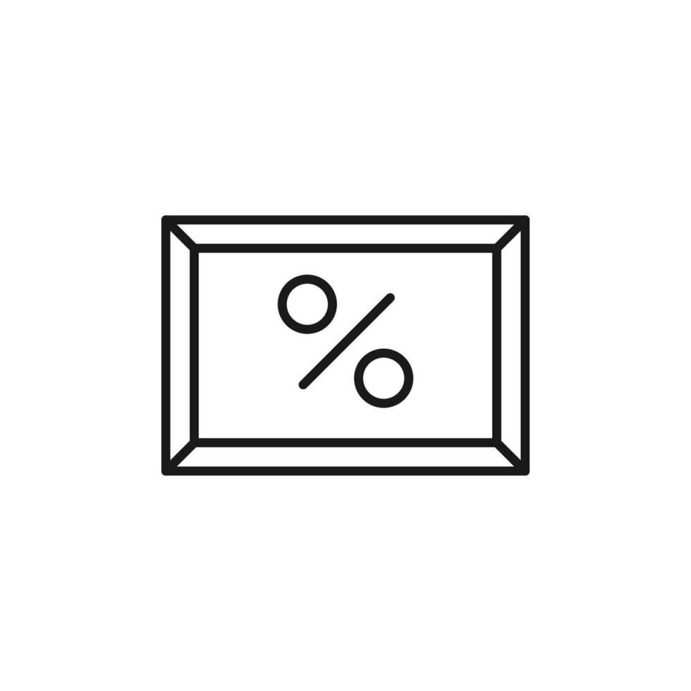 Percent on Picture Isolated Line Icon. Perfect for web sites, apps, UI, internet, shops, stores. Simple image drawn with black thin line vector