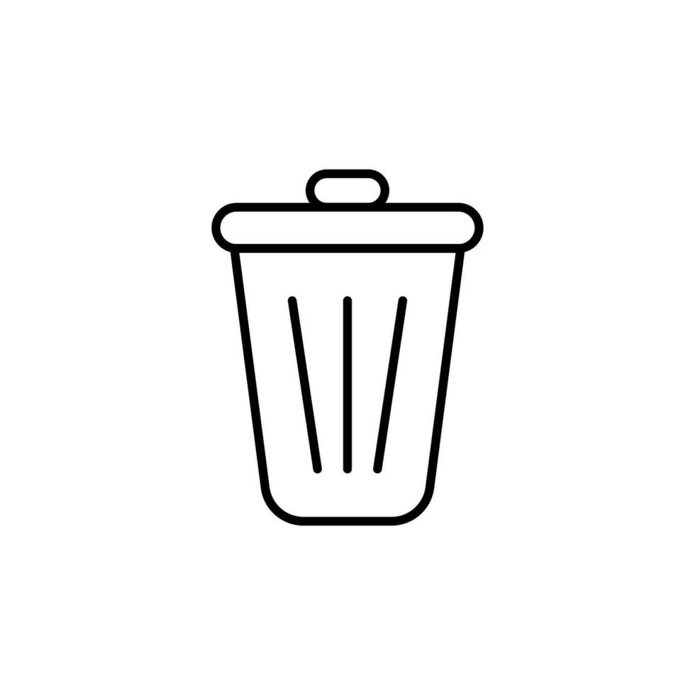 Wastebasket Vector Line Sign for Adverts. Perfect for web sites, books, stores, shops. Editable stroke in minimalistic outline style