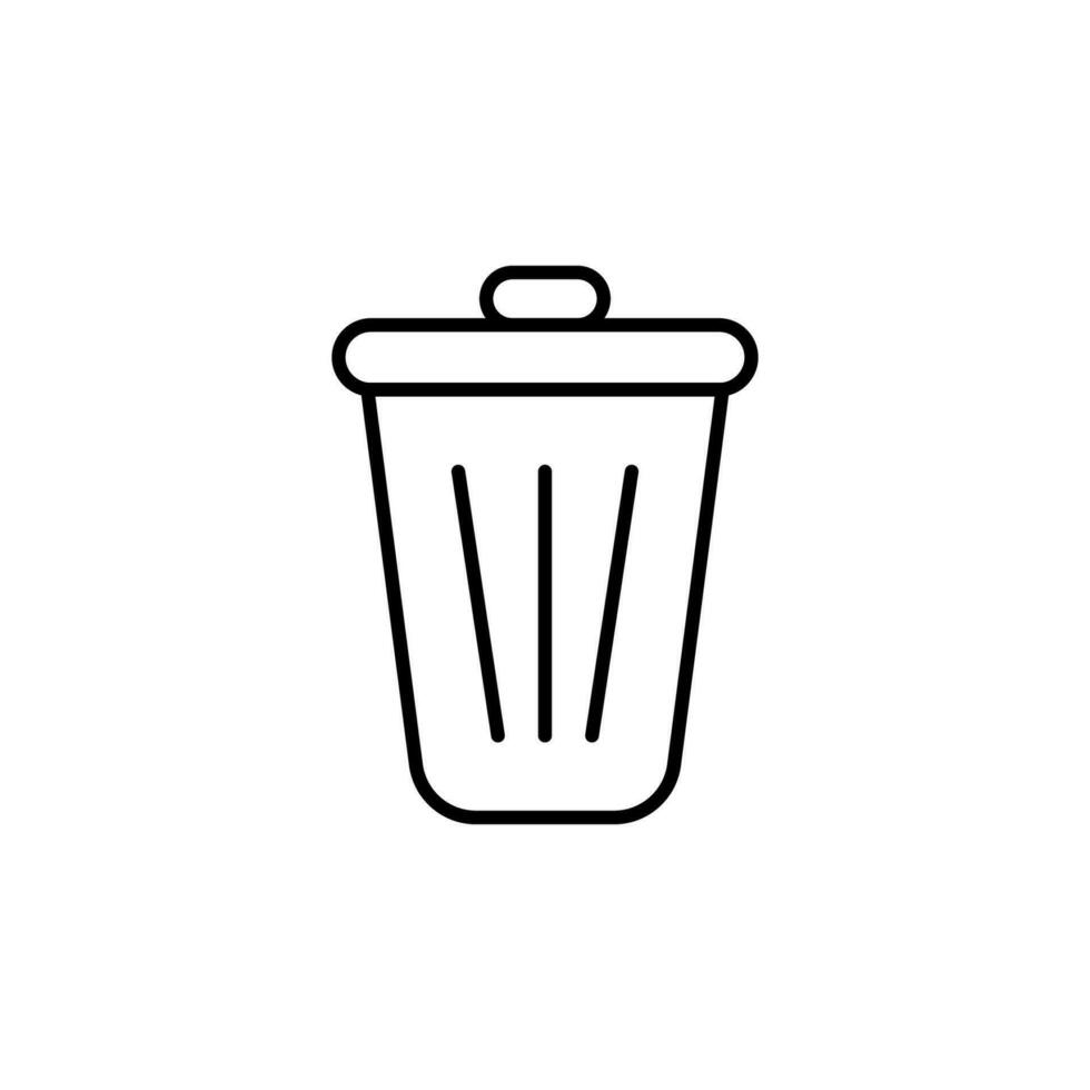 Wastebasket Vector Line Sign for Adverts. Perfect for web sites, books, stores, shops. Editable stroke in minimalistic outline style