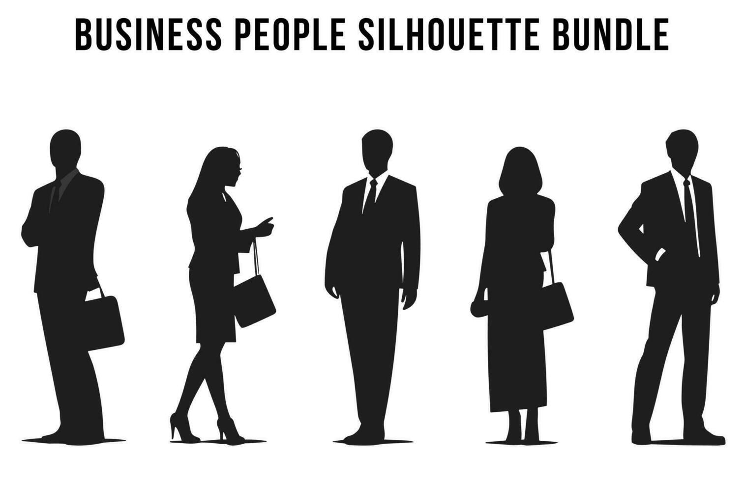 Set of Business people vector silhouettes, Corporate people Black silhouette Bundle