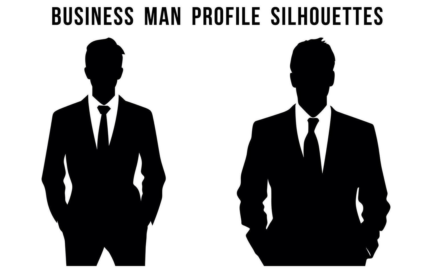 Set of Business Man vector silhouettes, Corporate male Black silhouette Bundle