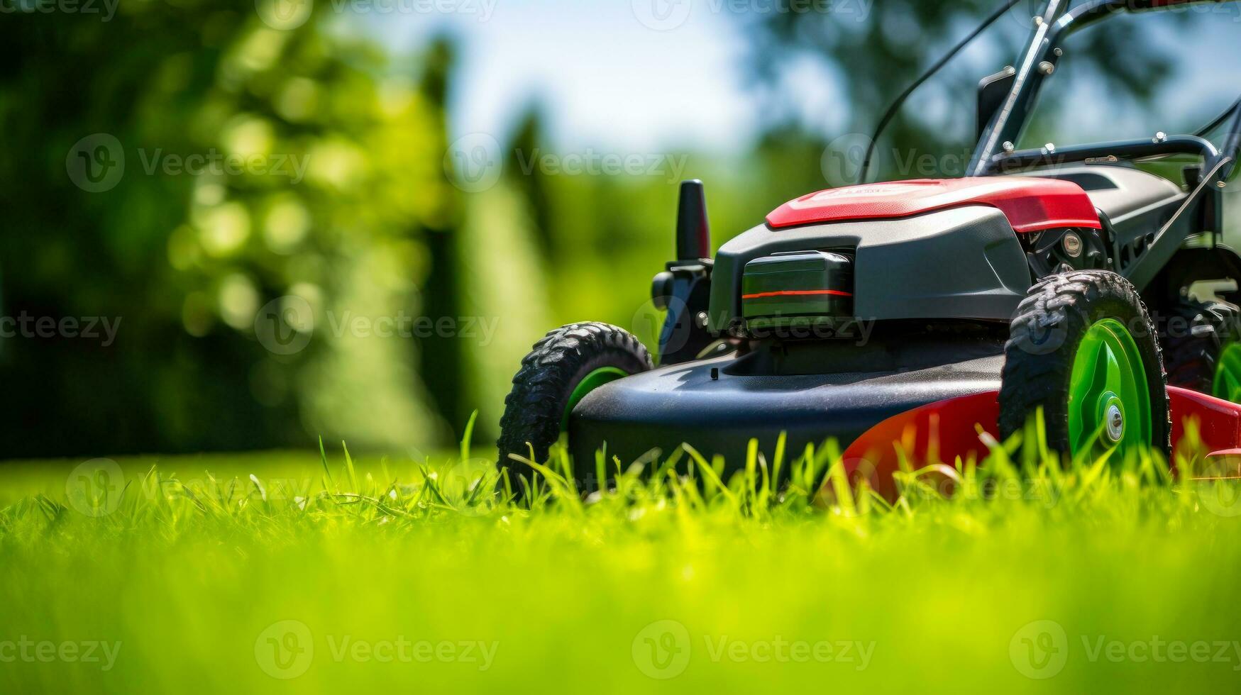 lawn mowing in the yard generative ai photo