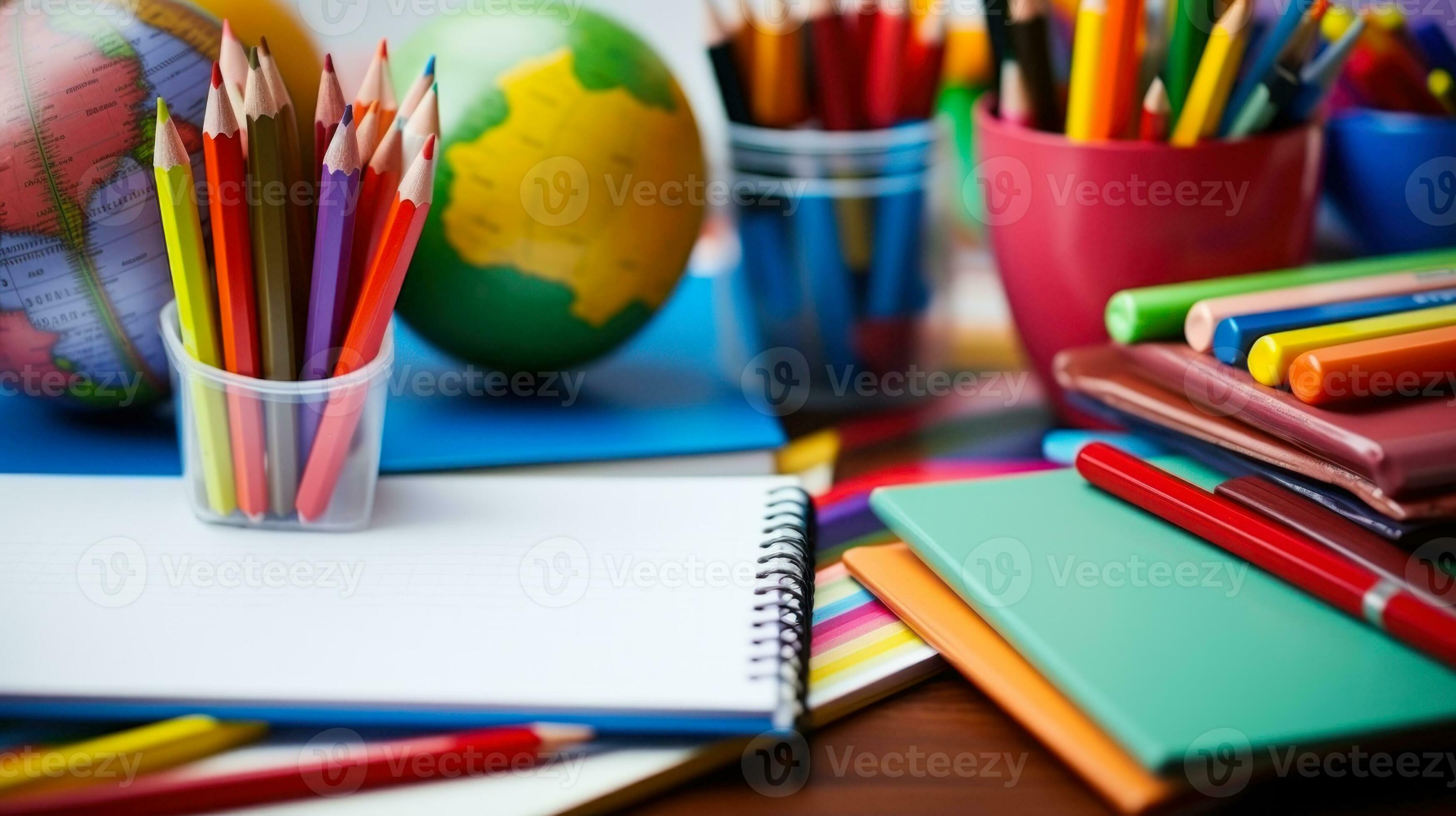 kids drawing supplies, pencils and album generative ai 30531540 Stock Photo  at Vecteezy