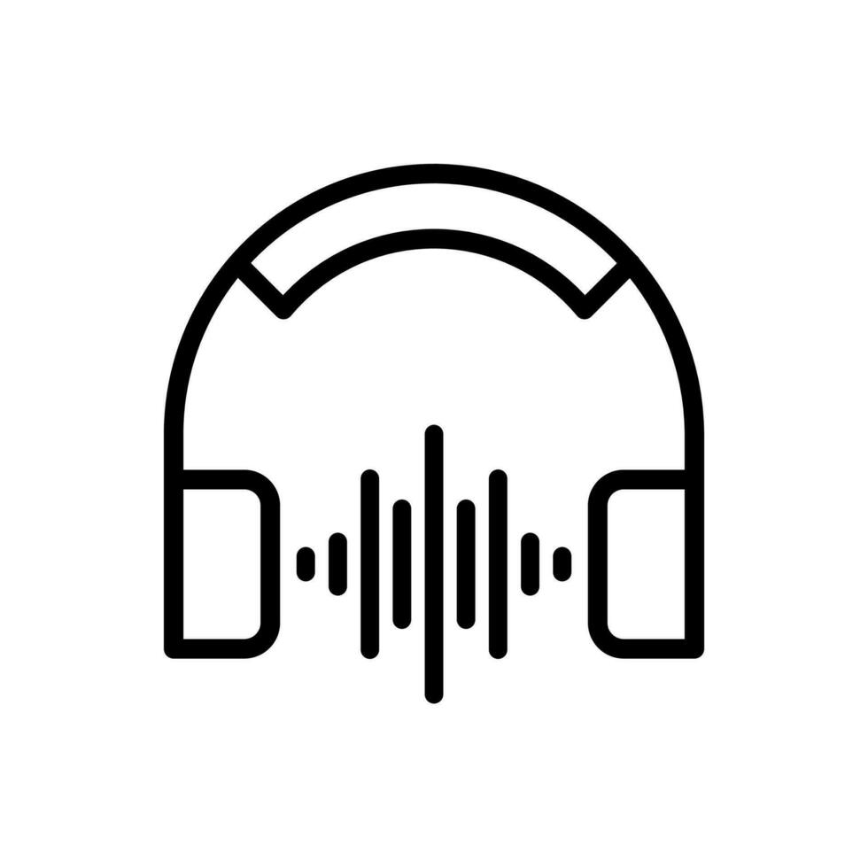 auriculares con sonido ola, música jugando icono en línea estilo diseño aislado en blanco antecedentes. editable ataque. vector