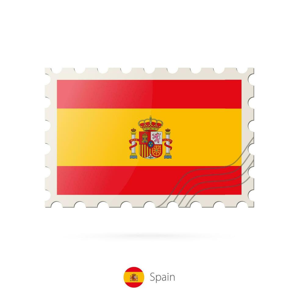 Postage stamp with the image of Spain flag. vector