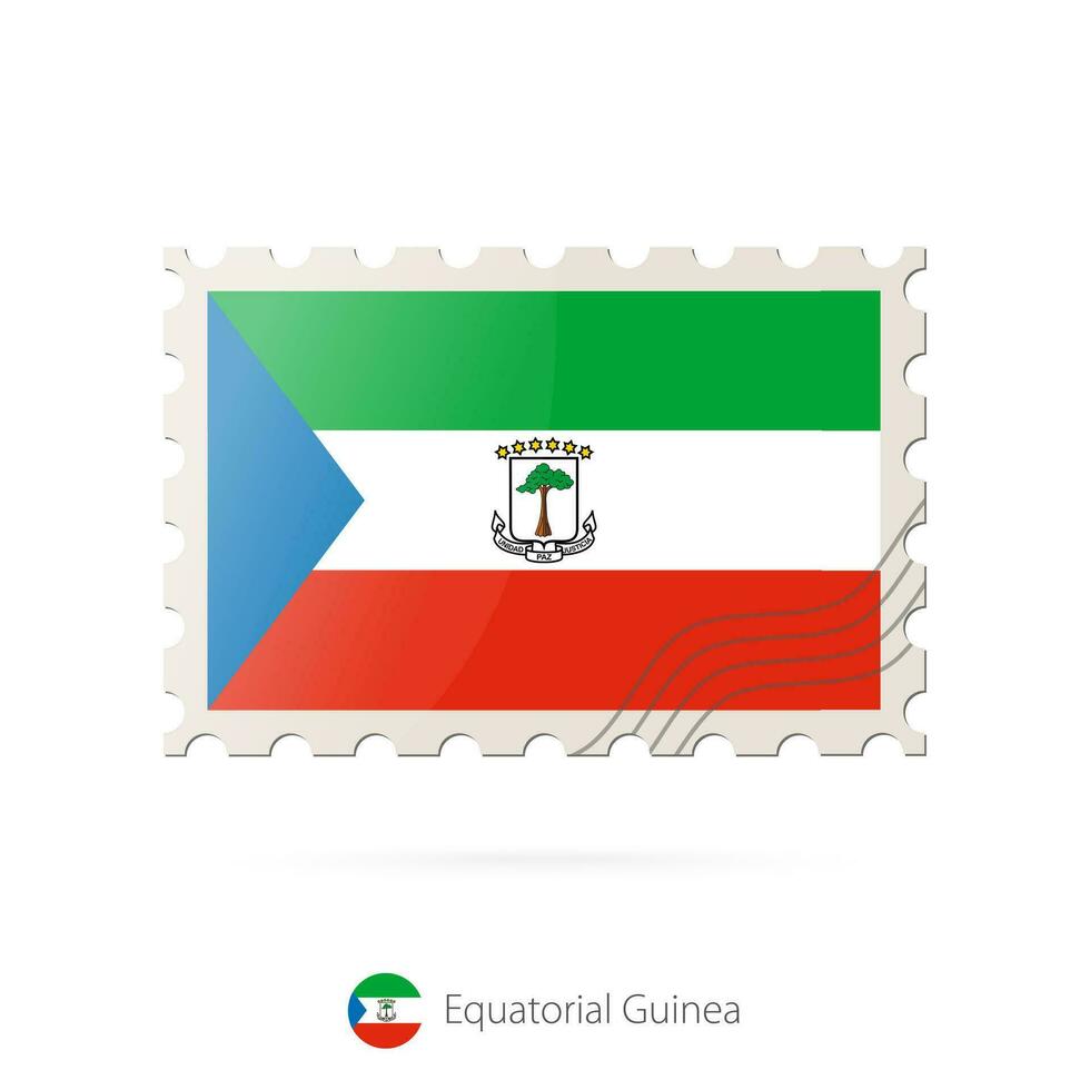 Postage stamp with the image of Equatorial Guinea flag. vector